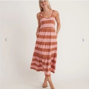 NWT Marine Layer Emma Tiered Maxi Dress in Rosette/Sierra Size Large